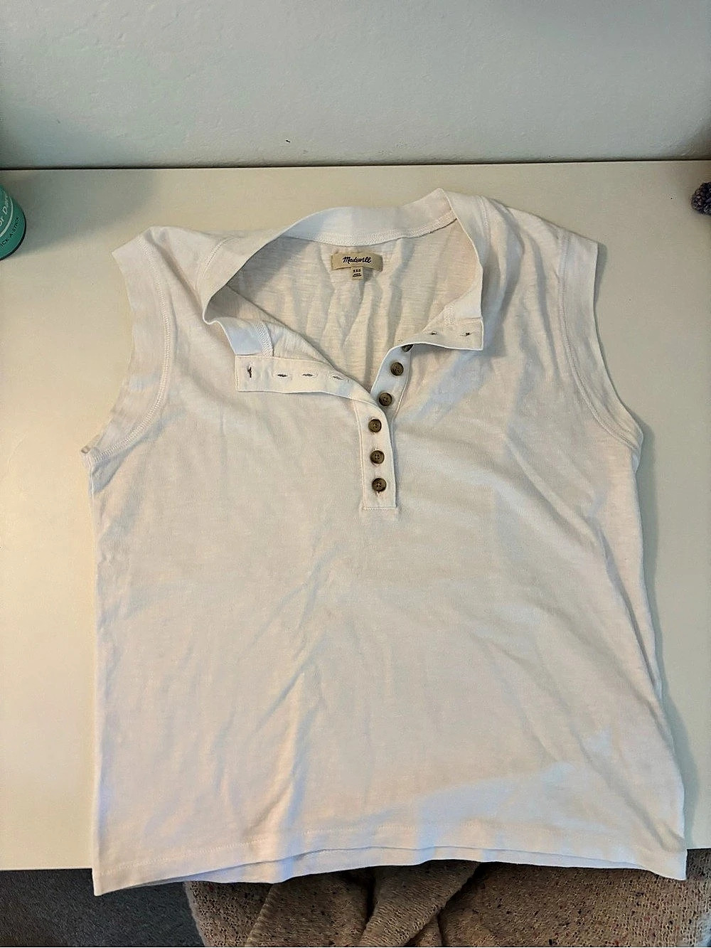 Madewell Sleeveless Henley Tank in White Size XXS